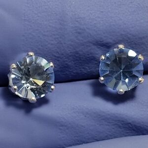 Swarovski Crystal - Sterling Silver Overlay - 2 CTW Blue Stud Earrings - 0.20"